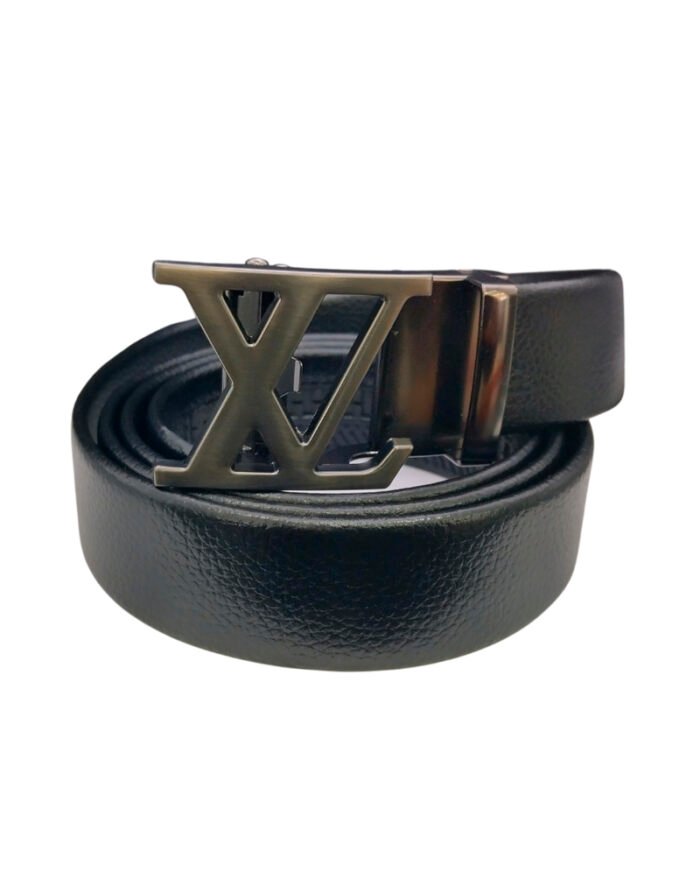 Cinturón Louis Vuitton Negro con Hebilla Icónica Color Grafito